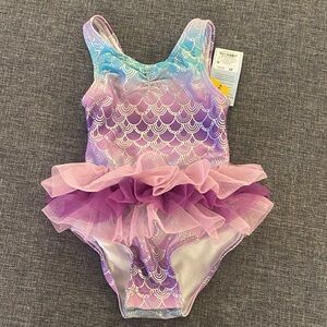 Cat & Jack Girls' Mermaid Tulle One-Piece Swimsuit - Purple, Pink, Blue